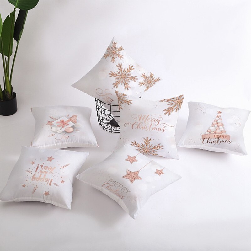 Weihnachten Pfirsich Haut Kissen fallen Rose Gold Kissen Abdeckung Hause Dekoration Neue Jahr Sofa Dekor