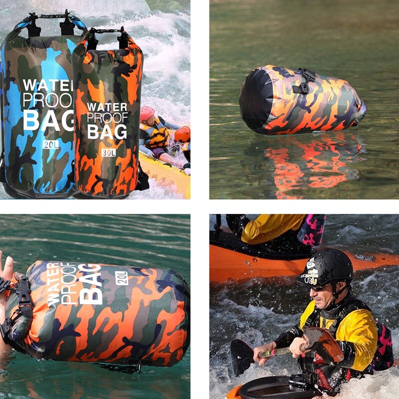5L 10L 15L 20L 30L PVC Waterproof Swimming Dry Bag Camo Outdoor Foldable Men Women Beach Diving Bag Rafting River Ocean backpack