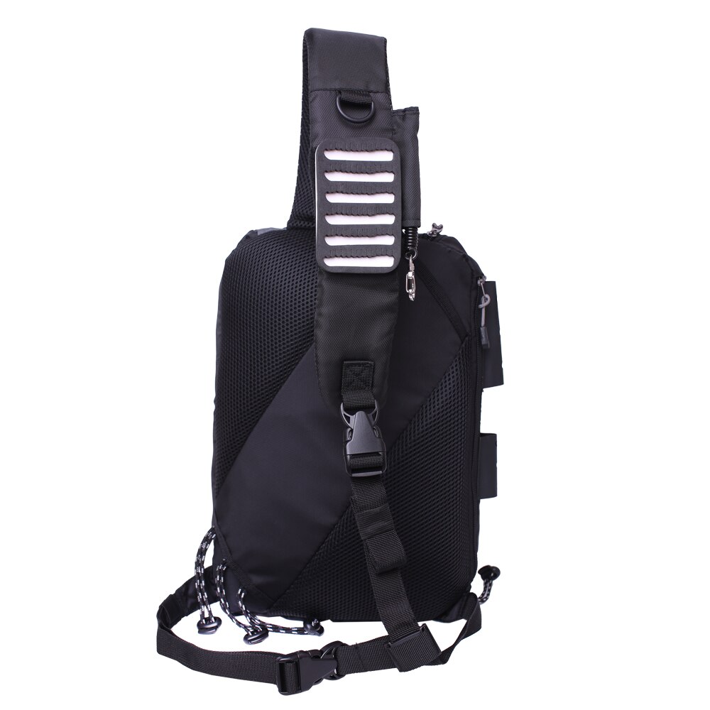 Kylebooker Schwarz Fliege Angeln Schlinge Rucksack Angelgerät Lagerung Brust Pack Schulter Tasche für Frische oder Salzwasser Angeln