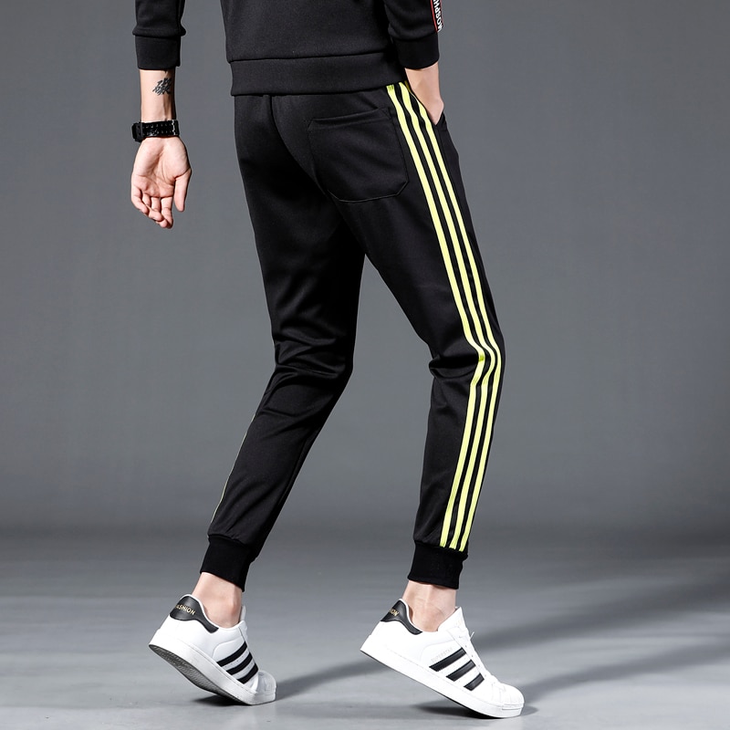 Wwkk Broek Calabasas Streep Sport Broek Straat Mannen Vrouwen Trekkoord Casual Fashio Jogging Seizoen 4 Drie Bars Broek: M / Geel