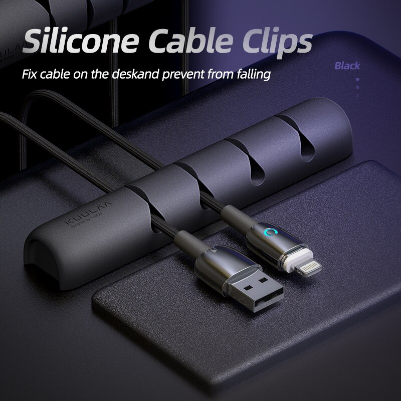 KUULAA Kabel Veranstalter Silikon USB Kabel Wickler Desktop Ordentlich Management Clips Kabel Halter für Maus Kopfhörer Draht