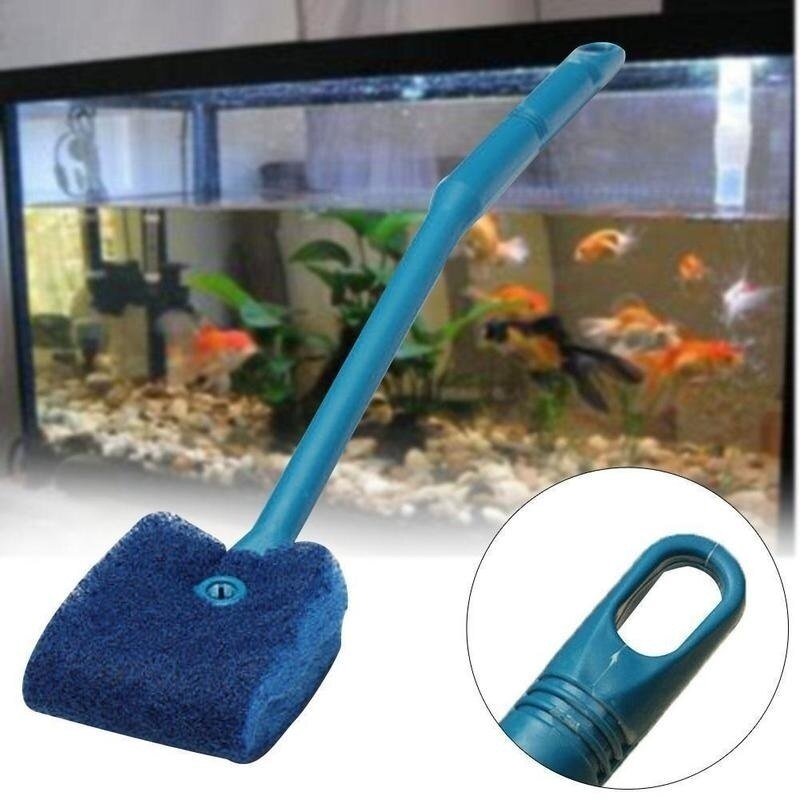 40Cm Aquarium Borstels Lange Steel Dubbele Randen Plastic Glas Algen Reinigingsborstel Aquarium Fish Tank Accessoires Kleur Willekeurige