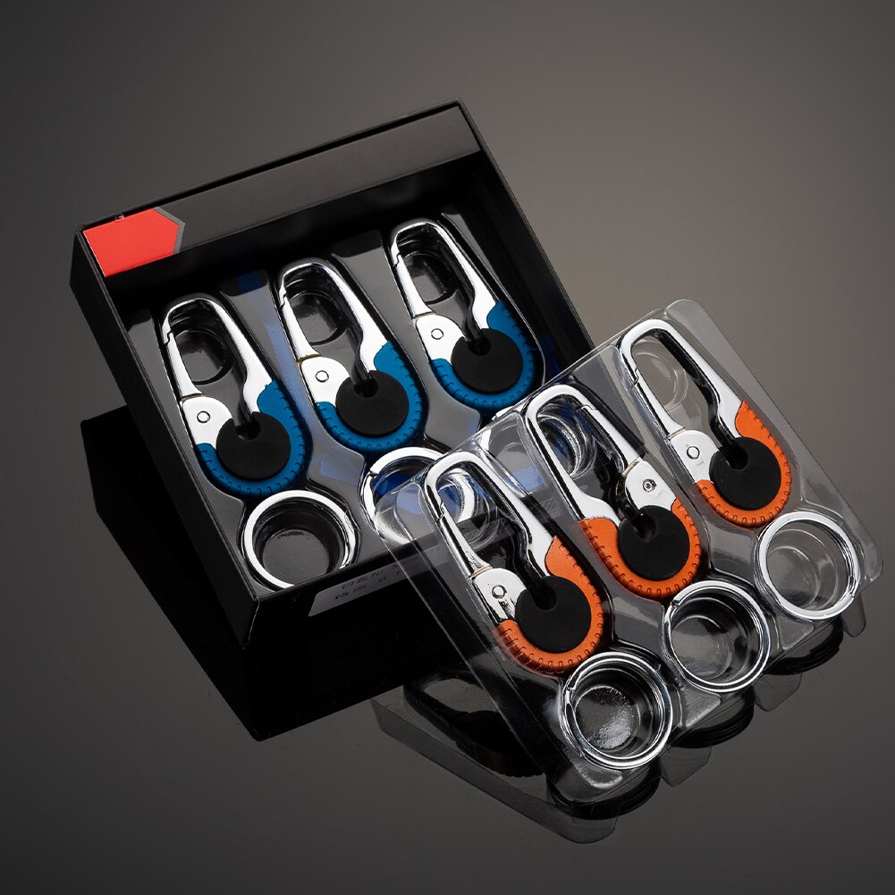 Durable Keychain Hook Stainless Steel Buckle Outdoor Carabiner Climbing Tool Double Ring Car Fishing Keyring Car Accessories