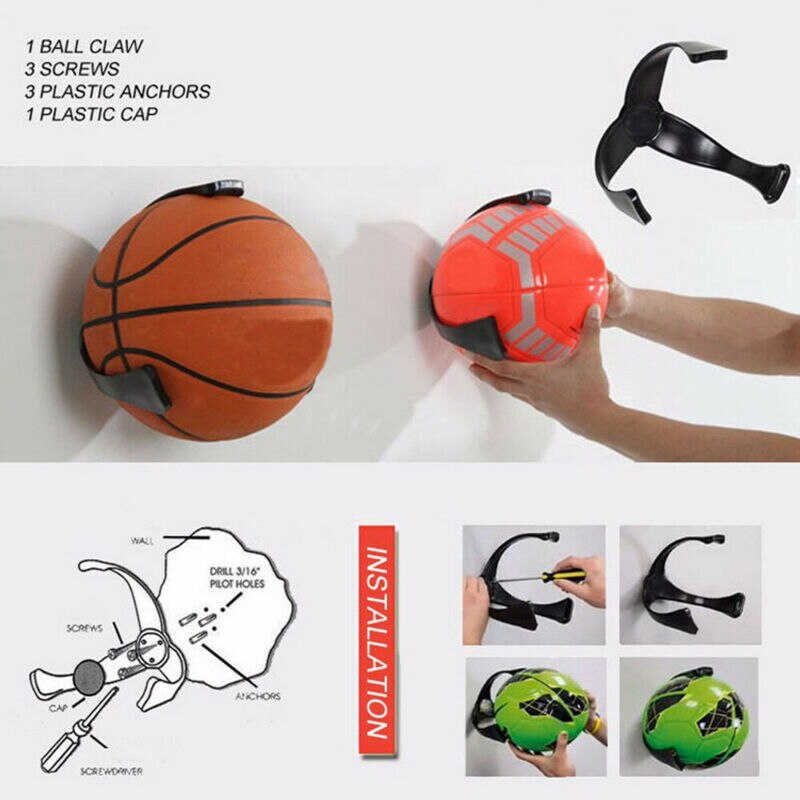 Soporte de pared para fútbol, estante de almacenamiento de baloncesto en GARAJE, soporte de pantalla de bola para baloncesto, voleibol, balón medicinal