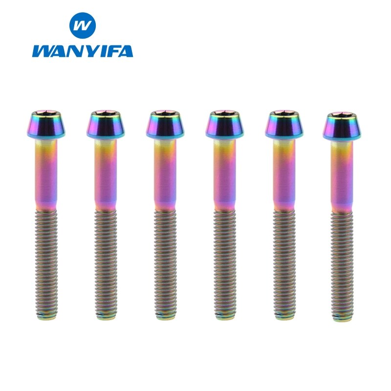 6PCS M5 Titanium Ti Bolts M5X25 30 35 40mm Inner Hexagon Tapered Head Bolt for Bike Bicycle Cycling Accessories Fastener Screws: M5x40 Rainbow