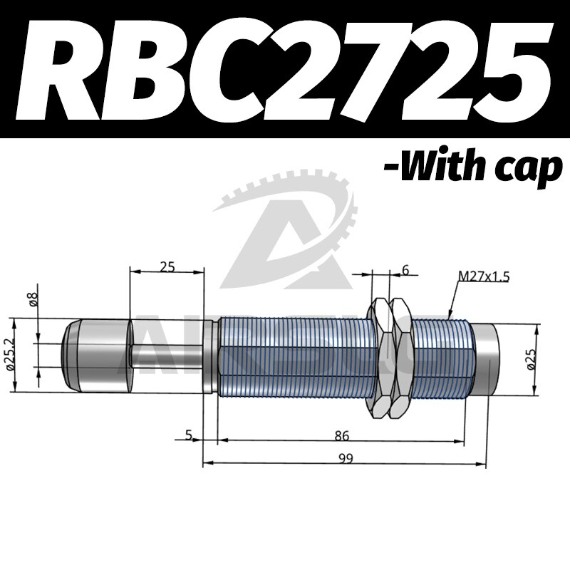Pneumatisk hydraulisk støtdemper justerbar hydraulisk buffer rb serie  rb0805 rb1007 med hette rbc 1007 rbc 2725: Rbc 2725