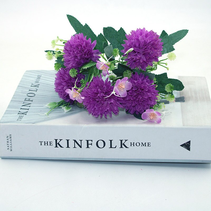 5 kunstige blomster nellike silke blomst rose bryllup banket bryllup bryllup banket hjem haven dekoration brude buket: Lys lilla