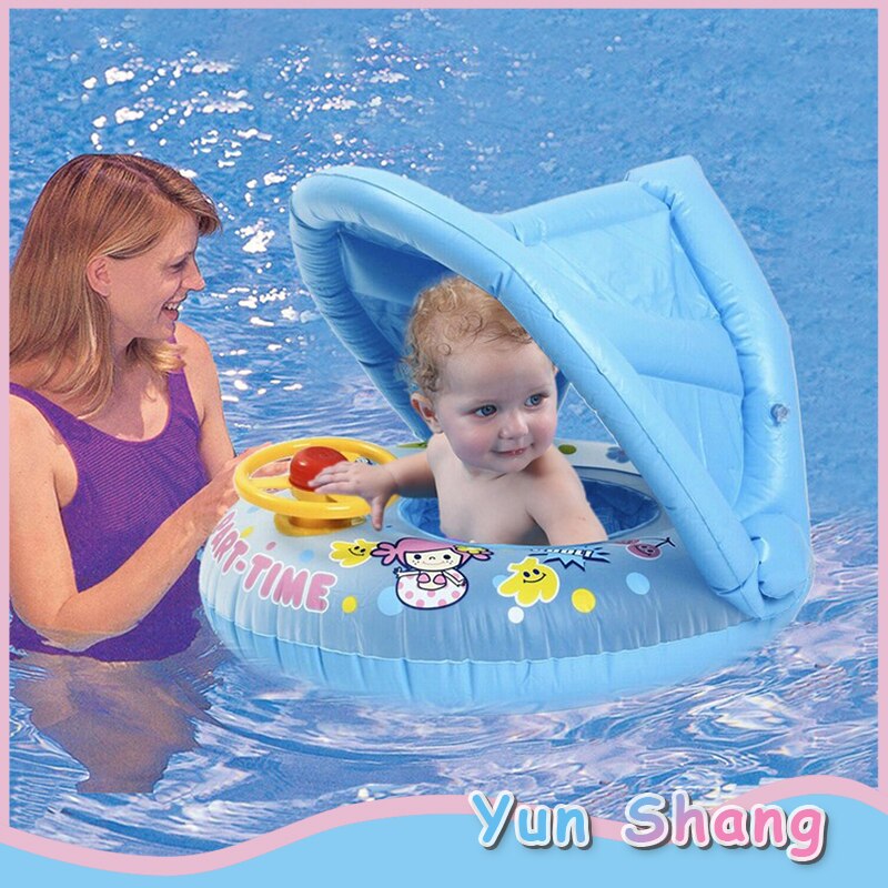 Pvc oppustelig svømningsring med fortelt babybad svømmecirkel spædbørn børns badring svømmepøl til nyfødt svømningsring