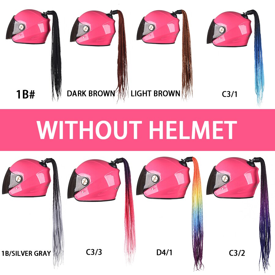 Casque de moto en queue de cochon ombré, rampe dégradé, queue de cheval tressée avec ventouse, décoration Punk, queue de cheval tressée