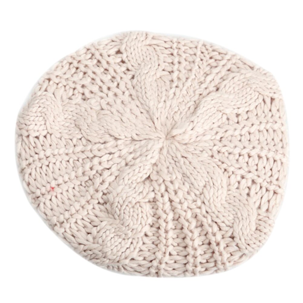 Warm Winter Women Beret Knitted Baggy Beanie Hat Multicolor Ski Cap: Beige