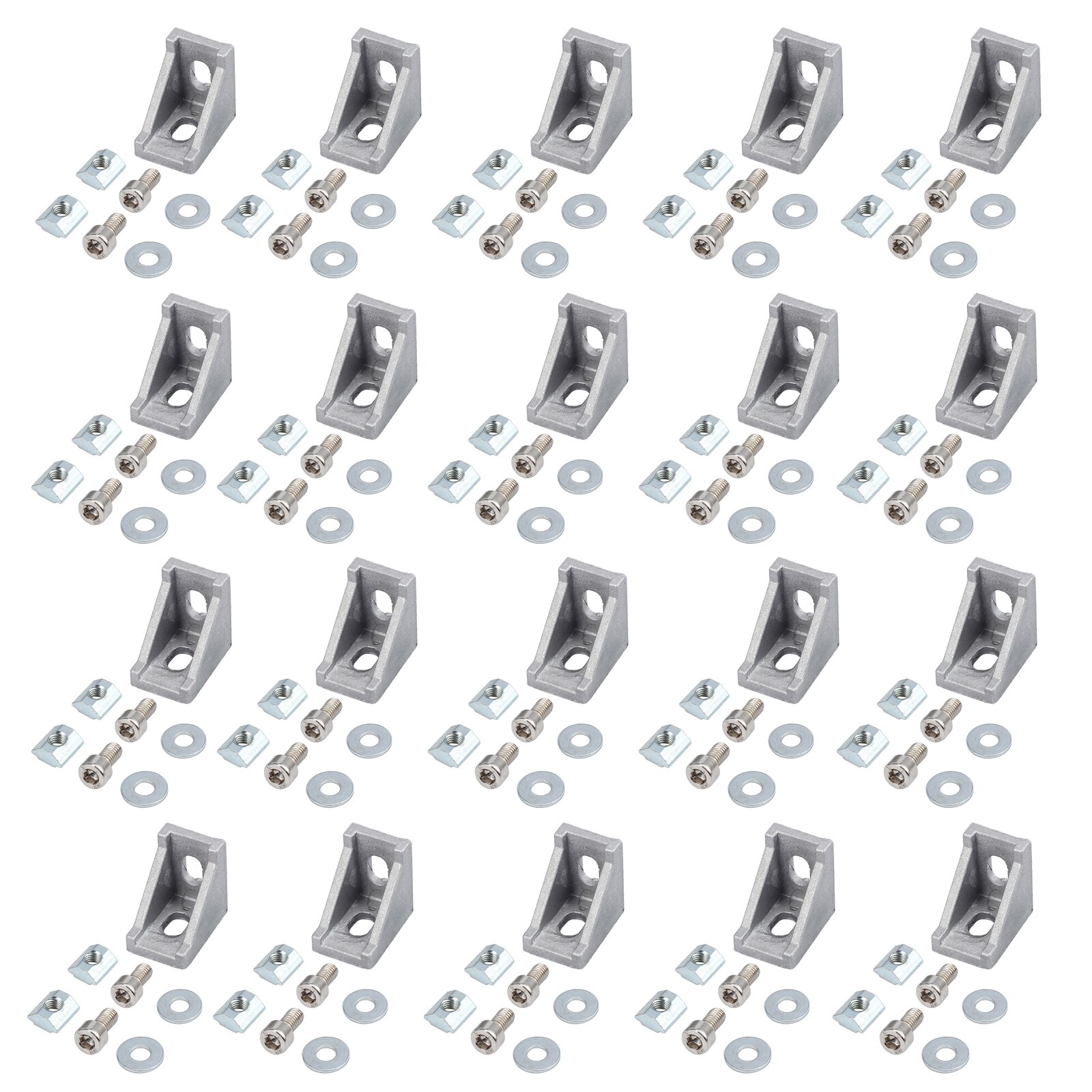 JUSTOOL 20pcs Corner Fitting Angle Aluminum Connector Angle Code Bracket Fastener Furniture Hardware Woodworking Tool Set: Default Title