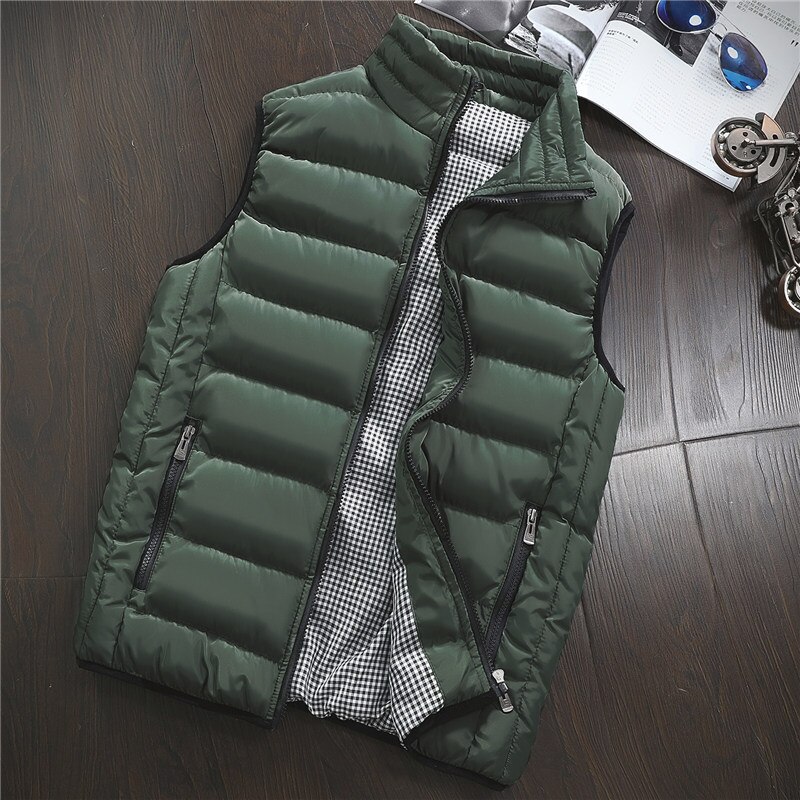Vest Mannen Stijlvolle Lente Herfst Warm Mouwloze Jas Mannen Winter Vest mannen Vest Casual Jassen Heren Plus size 5XL: Army green / M