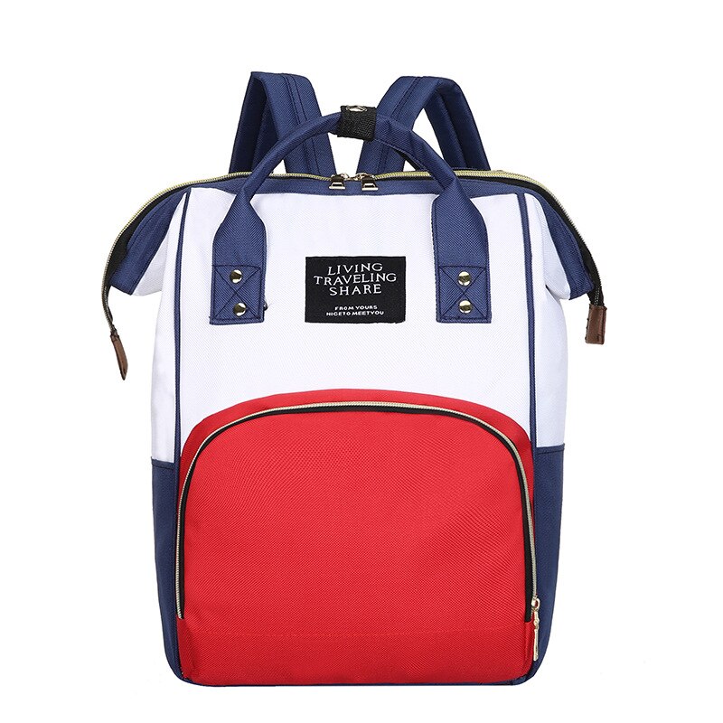 Bolsa de pañales para el hombro, ligera, de gran capacidad, estilo moderno, ultraligera, bolsa de lactancia, mochila sencilla para madres,: White Red and Blue