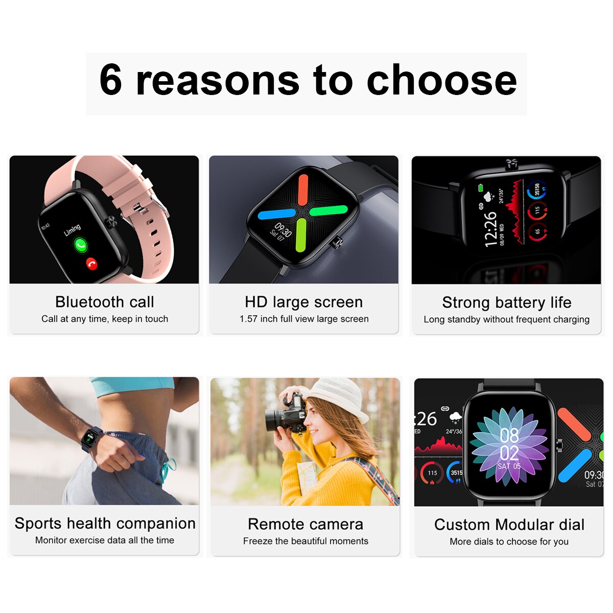 Clever Uhr Männer Frauen I10 1.54 "voll berühren Bildschirm Bluetooth Anruf Smartwatch Herz Bewertung Blutdruck Monitor für Android IOS