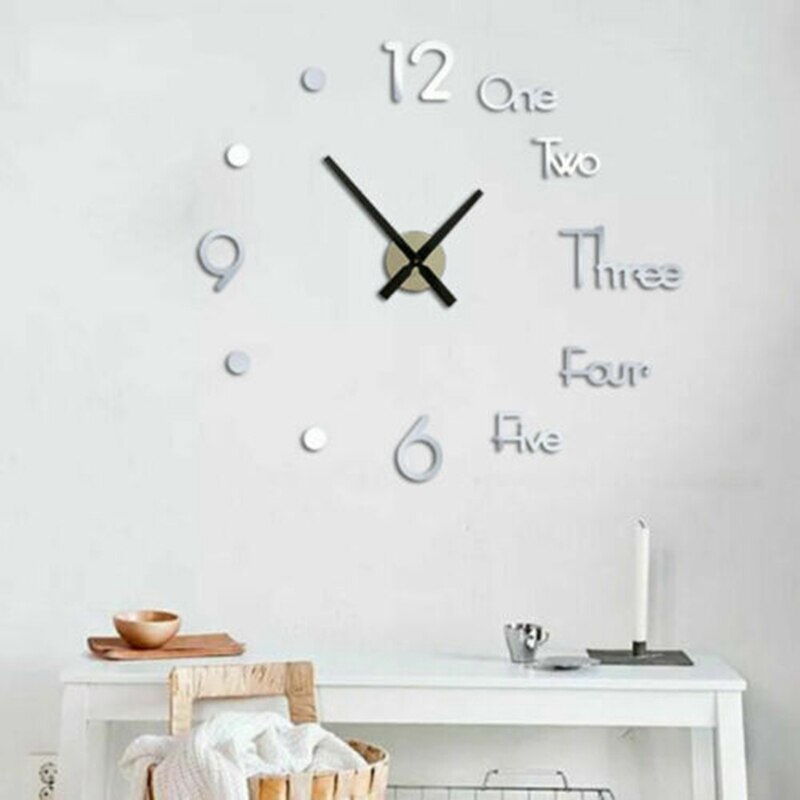 Wall Clock Watch Clocks 3d Diy Acrylic Mirror Stickers Living Room Home Office Decor Modern Wall Clock: SV