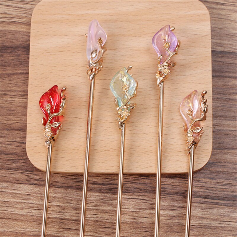 Moda chinês tradicional liga de metal vara de cabelo do vintage flor grampos de cabelo grampos para o cabelo feminino jóias acessórios presentes
