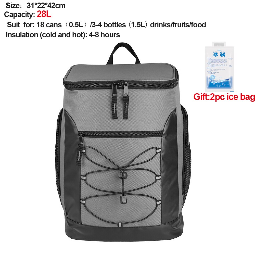 Thermal Backpack Waterproof Thickened Cooler Bag Box Large Insulated Bag Picnic Cooler Backpack Refrigerator Bag 8L/23L/28L: 225 gery