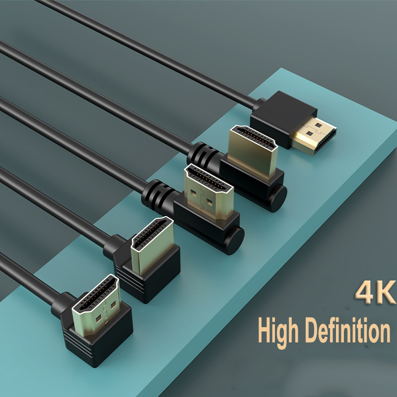 Canfon HD-Kabel, 90-Grad-Winkelbiegung, Hochgeschwindigkeits-HDMI-4K-Videokabel, 2,0–18 Gbit/s, 4K bei 60 Hz, UHD, kompatibel mit TV/PC/Spielekonsole