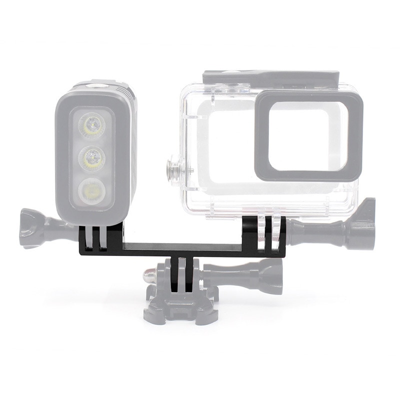 XiaoMi Yi SJCAM – Double pont en alliage d&#39;aluminium, connecteur CNC, support de Selfie, support de Flash pour Gopro hero 9 8 710, accessoires