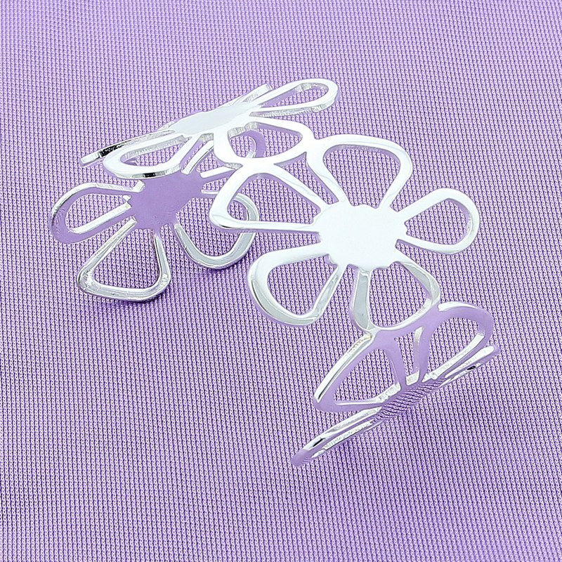 Pulsera de plata de ley 925 con flor de cinco hojas, brazalete abierto, joyería de