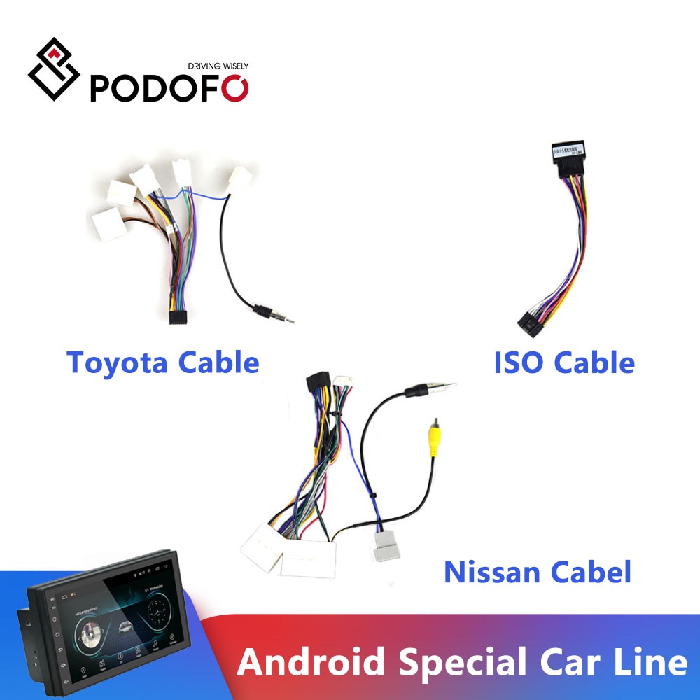 Accesorios para radio de coche Android Podofo, adaptador de arnés de cableado, conector, cable Universal para Focus Kia Nissian Toyota