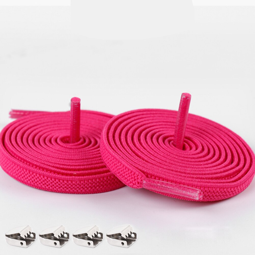 1 Paar Casual Geen Tie Schoenveters Voor Sneakers Stretch Elastische Lui Geen Stropdas Platte Veters 100 Cm Snoep Kleur sport Outdoor Strings: rose