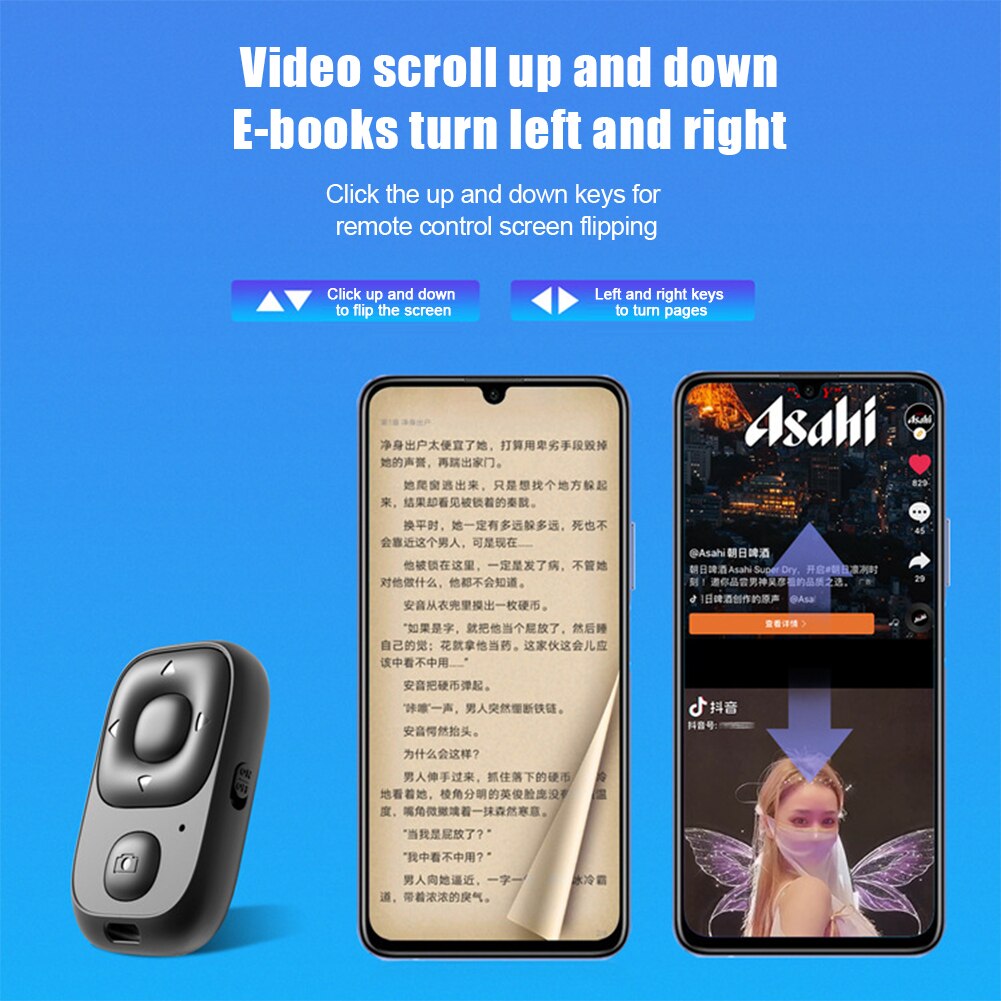 Mini Wireless Selfie Remote Control Bluetooth-compatible Shutter Release Button Camera Phone Self-timer Page Turning Controller