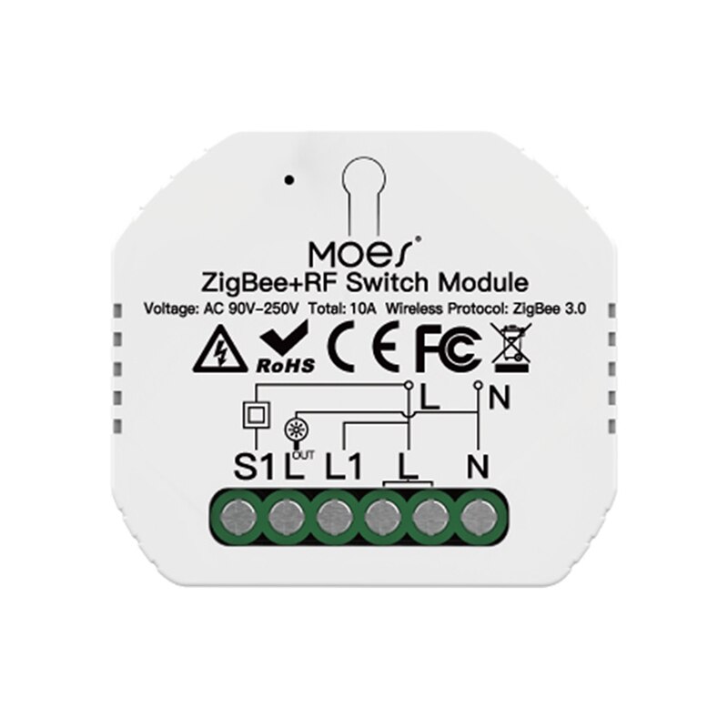 Módulo de relé de interruptor de luz inteligente Tuya ZigBee 3,0, 1 Banda, RF, Zigbee, funciona a distancia con Alexa, Google Home a través de Zigbee Hub