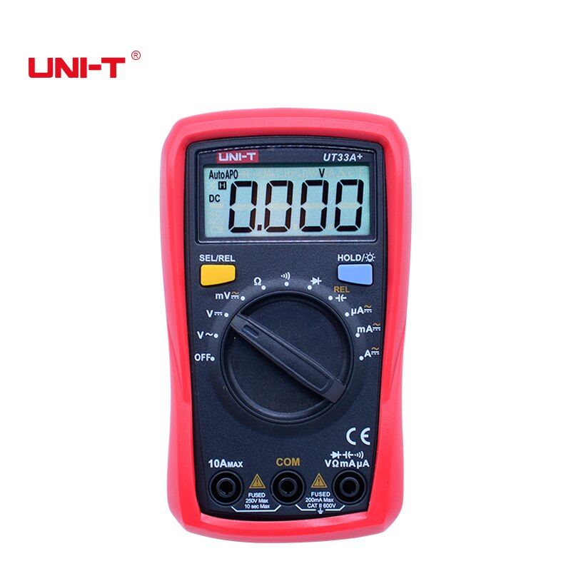 Uni-t  ut33 -serien digitale multimetre i håndfladestørrelse elektrisk håndholdt amperemeter multitester med baggrundslys datahold: Ut33a