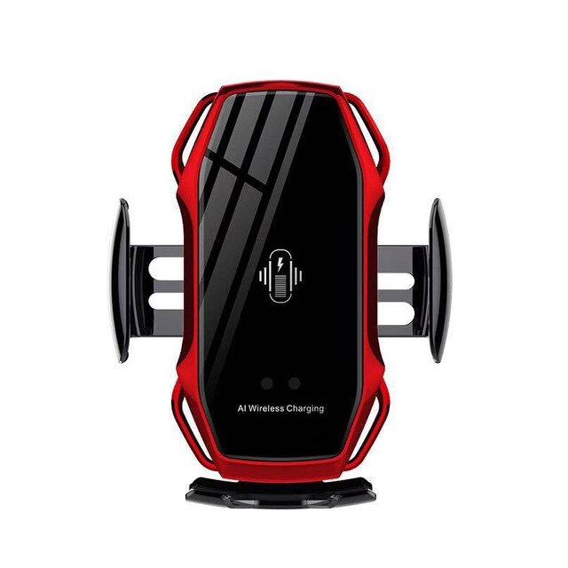 Cargador de coche inalámbrico A5 de 10W, soporte de teléfono de carga rápida con sujeción automática para iPhone 11, Huawei y Samsung: Red