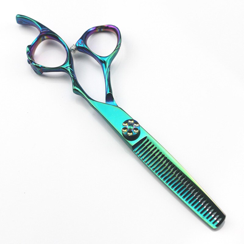 japan 440c 6 '' green Ring hair scissors cutting barber makas haircut thinning shears scissor Hairdresser scissors: thinning