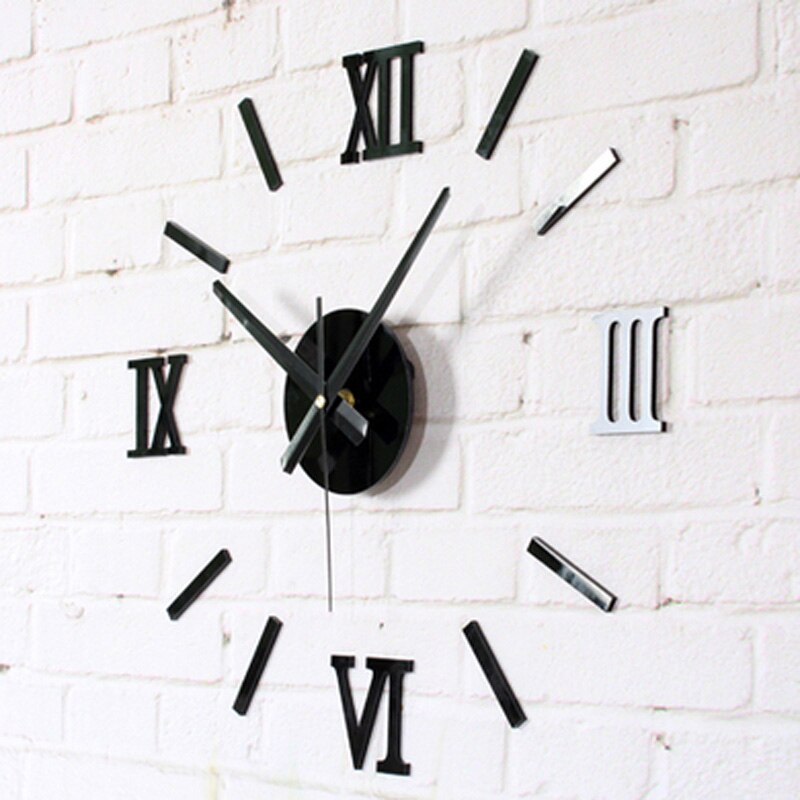 Reloj de pared Digital 3D Romae, reloj adhesivo, moderno, bricolaje, Relojes de pared, cocina, sala de estar, decoración del hogar: black