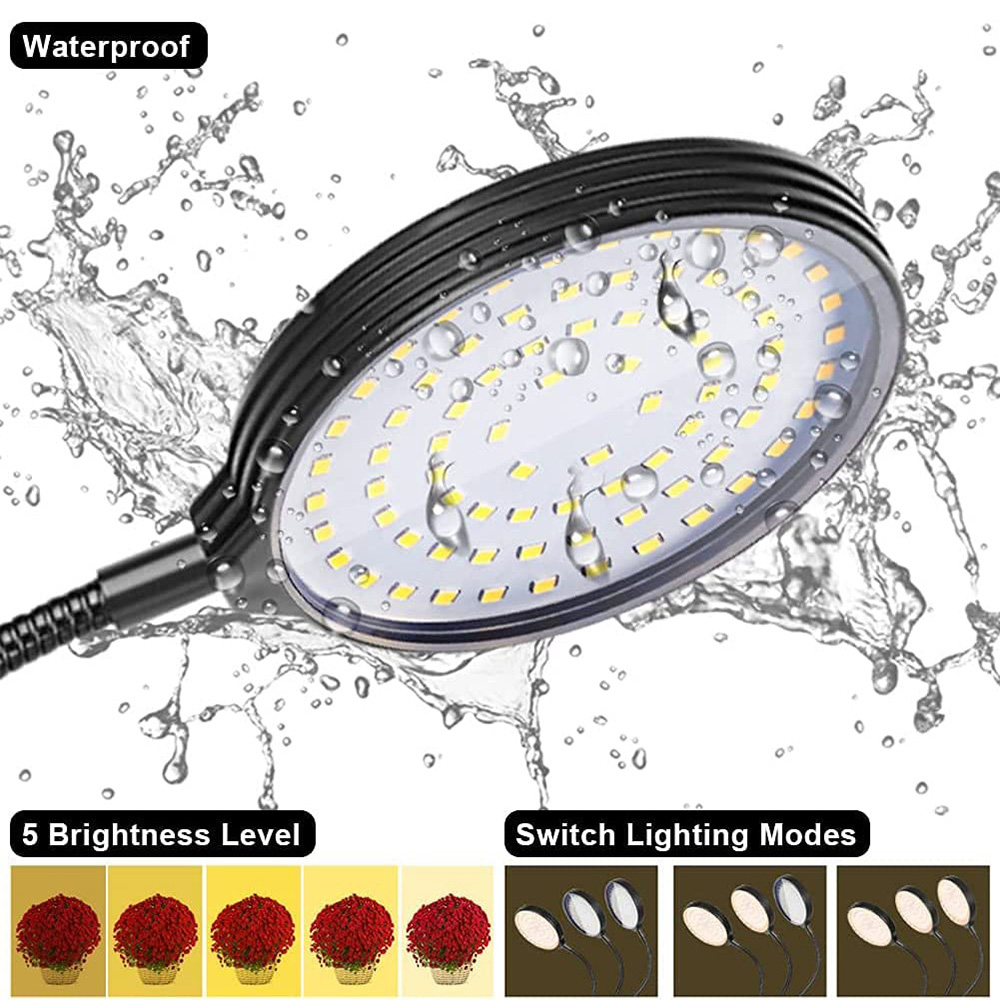 Luces LED de cultivo de plantas de 1/2/3/4 cabezales, lámpara Phyto de espectro completo regulable con Clip, temporizador de encendido/apagado automático, luz de cultivo de vegetales y flores para interiores