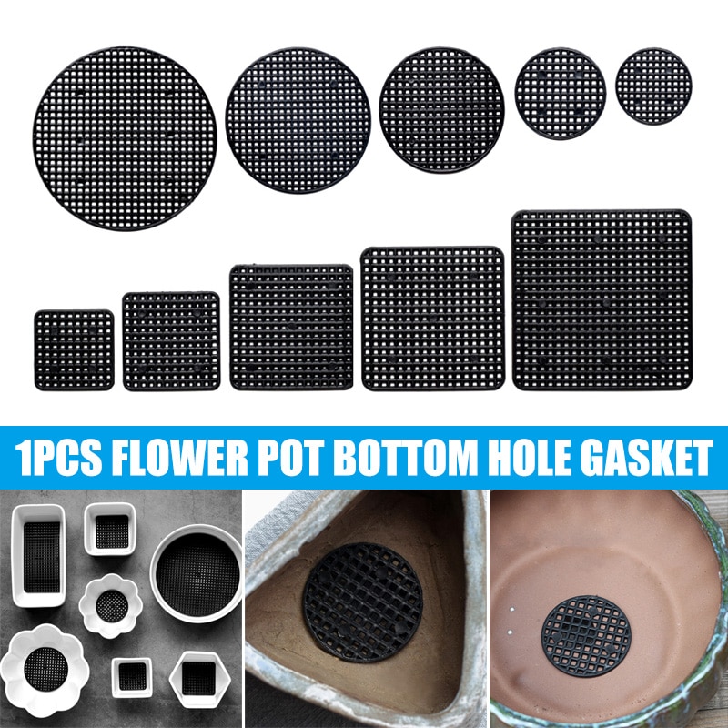 Plastic Flower Pot Bottom Hole Mesh Potted Plant Prevent Soil Loss Net Tools Black DTT88