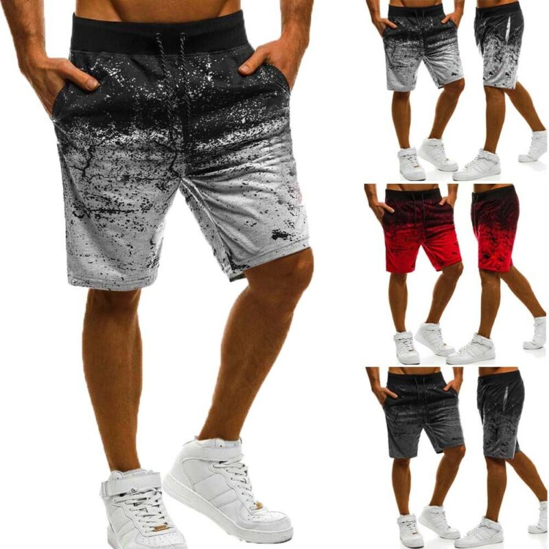 Erkek yaz kargo spor koşu şort rahat yaz plaj spor salonu pantolon düz elastik artı boyutu