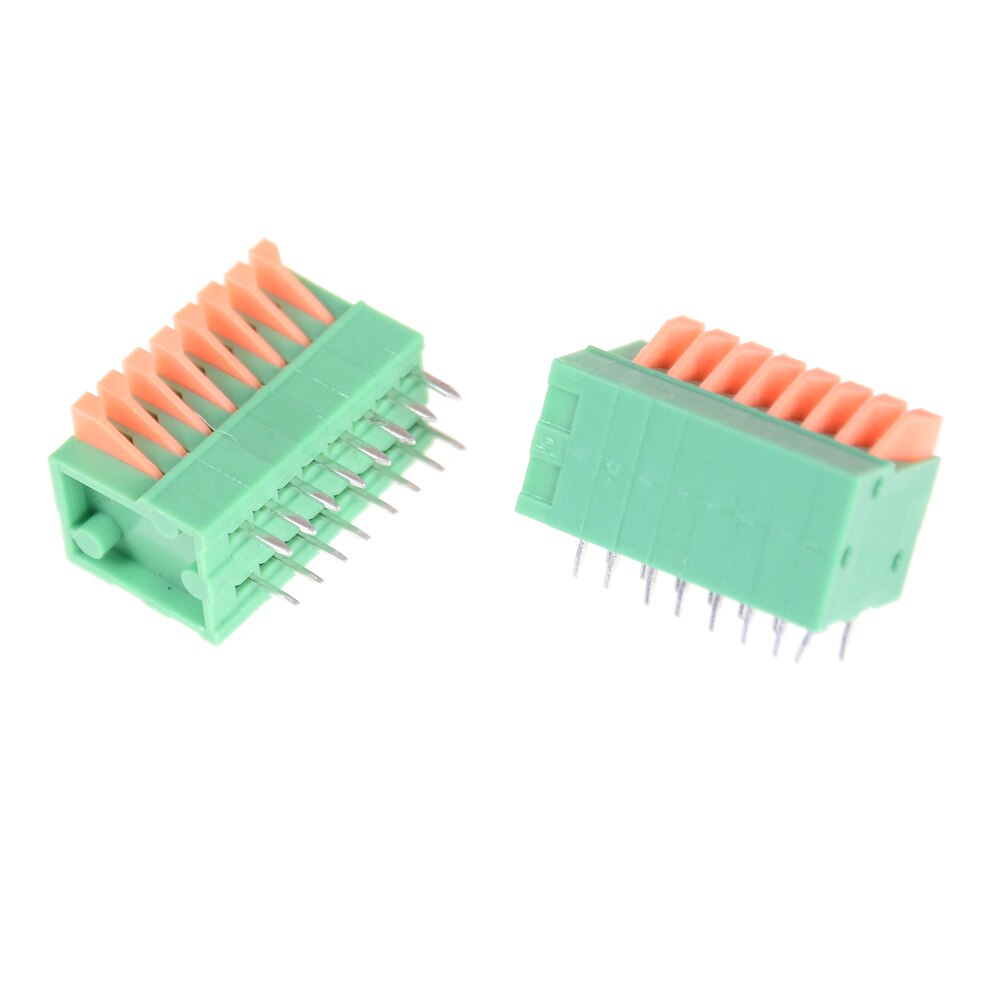 5 uds JETTING 2/3/4/5/6/7/8/9/10P KF141R KF141V 2,54mm conectores de paso PCB resorte bloque de Terminal verde de cobre flexible