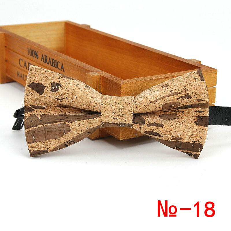 Pajarita de madera de corcho para hombre, pajaritas de madera a rayas Vintage, accesorios de mariposa para boda, negocios informales, Retro, novedad: 18
