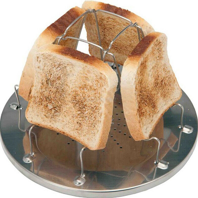 Portable Bread Toast Rack Grill Stoves Cooker Stainless Steel Outdoor Camping BBQ Toaster Tray Folding Stove Grill
