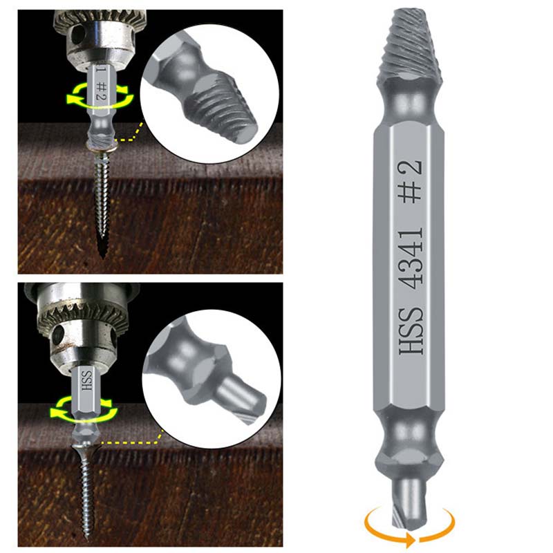 6 uds Extractor de tornillos dañados juego de brocas para quitar fácilmente el tornillo roto, removedor de pernos Extractor de tornillos pelado herramientas de demolición
