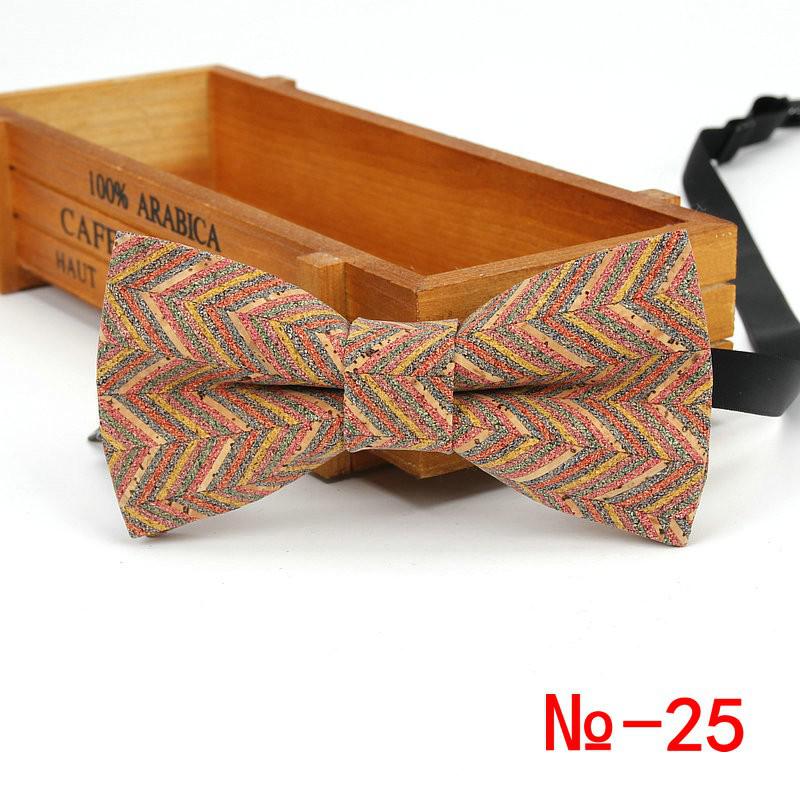 Pajarita de madera de corcho para hombre, pajaritas de madera a rayas Vintage, accesorios de mariposa para boda, negocios informales, Retro, novedad: 25