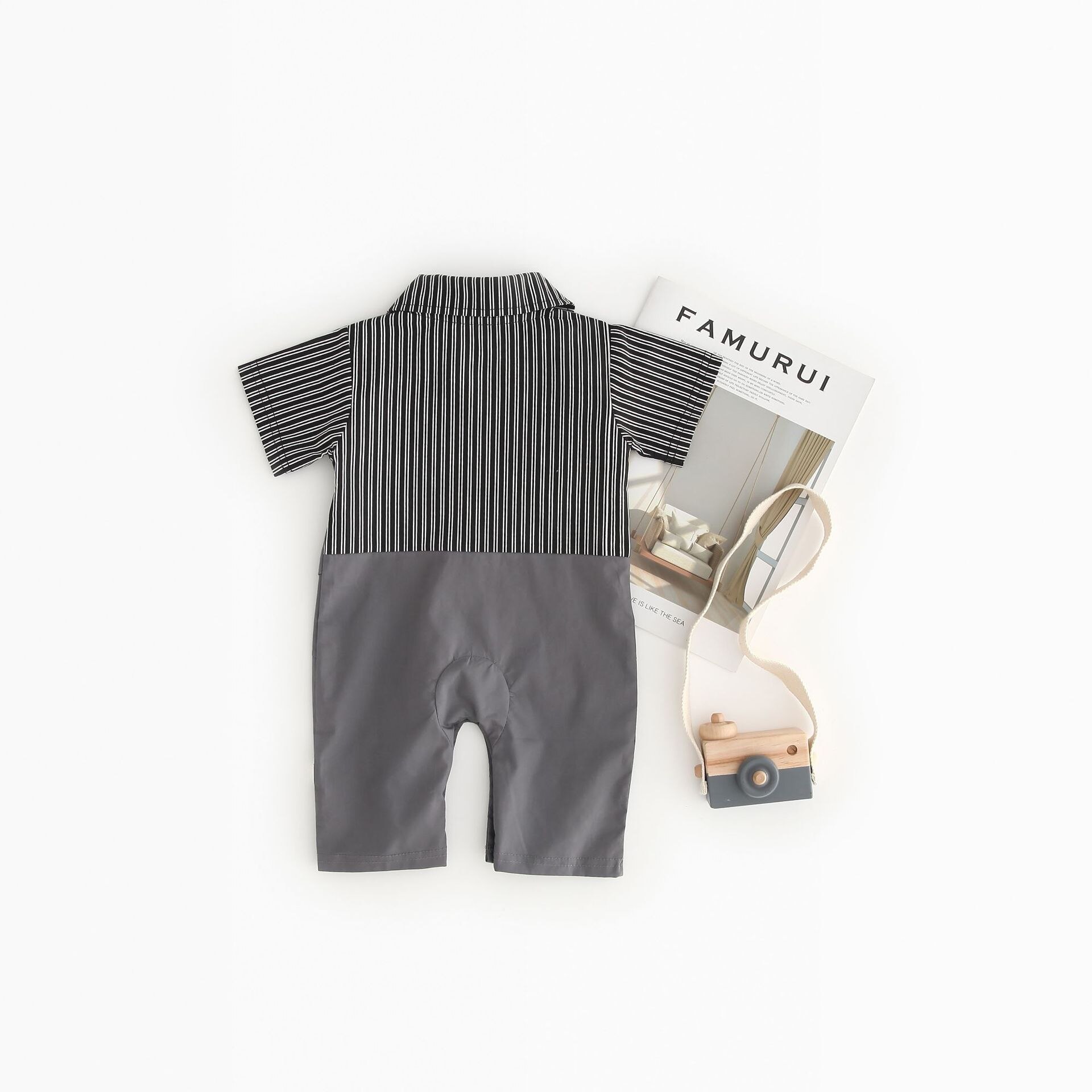 Kids Jongens Gentleman Outfit Past 0-18M Baby Een Stuk Korte Mouw Baby Tie Gestreepte Formele Slijtage bruiloft Baby Boy Romper Oneise