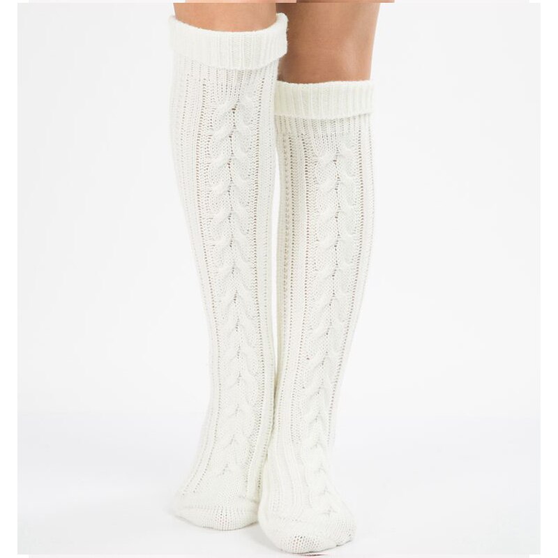 Style Warm Wool Leg Cover Trample Socks Christmas Boots Cover Over Knee Long Socks Warm Aand Thick Knitting Leg Warmers: white