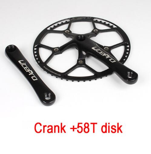 Litepro sykkel kranksett integrert enkelt kranksett krank 45t 47t 53t 56t 58t bcd 130mm for sammenleggbar sykkel sykkel kranksett 170mm: 58t svarte