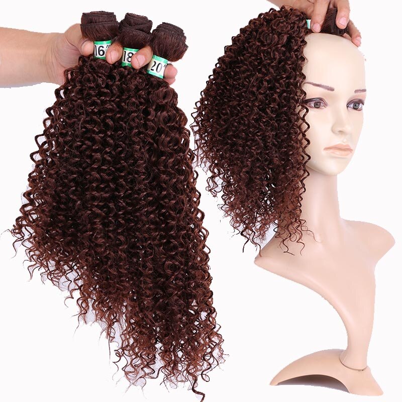 Extensiones de pelo rizado mechones de pelo sintético degradado, 3 unidades, un paquete, para cabello de una cabeza, tejido de sueño, hielo: #33