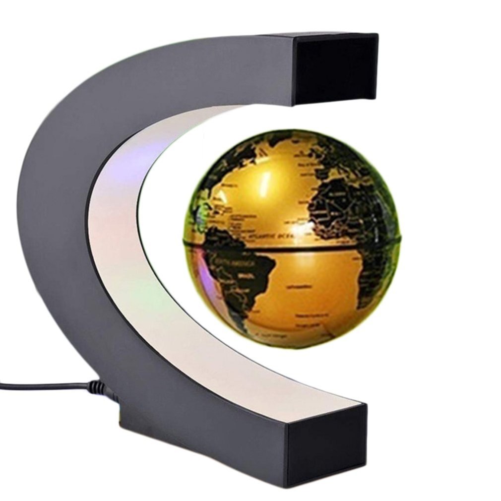 Electronic Magnetic Levitation Floating Globe Antigravity LED Light Home Decor Blue Golden EU Plug