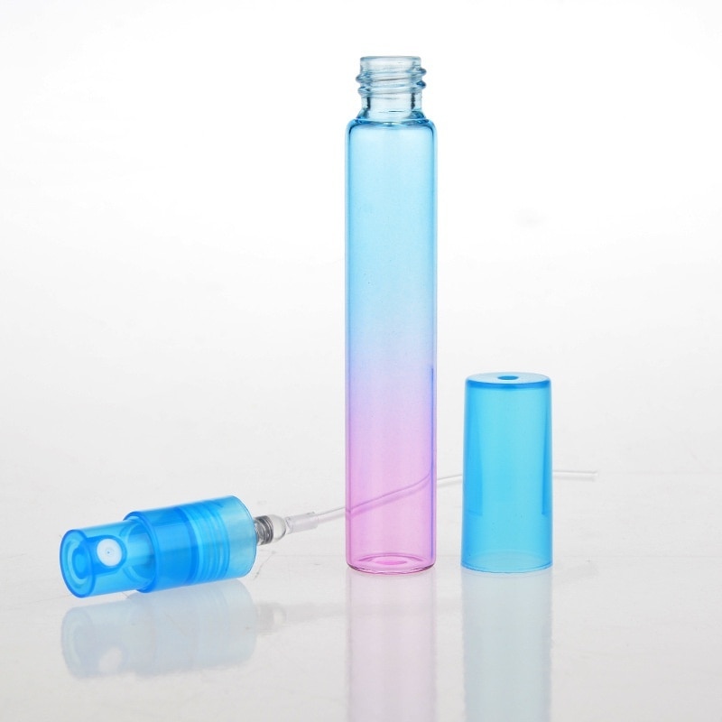 8ml mini draagbare kleurrijke glazen parfumflesjes met verstuiver, lege cosmetische containers voor reisvloeistofdispenserflesjes