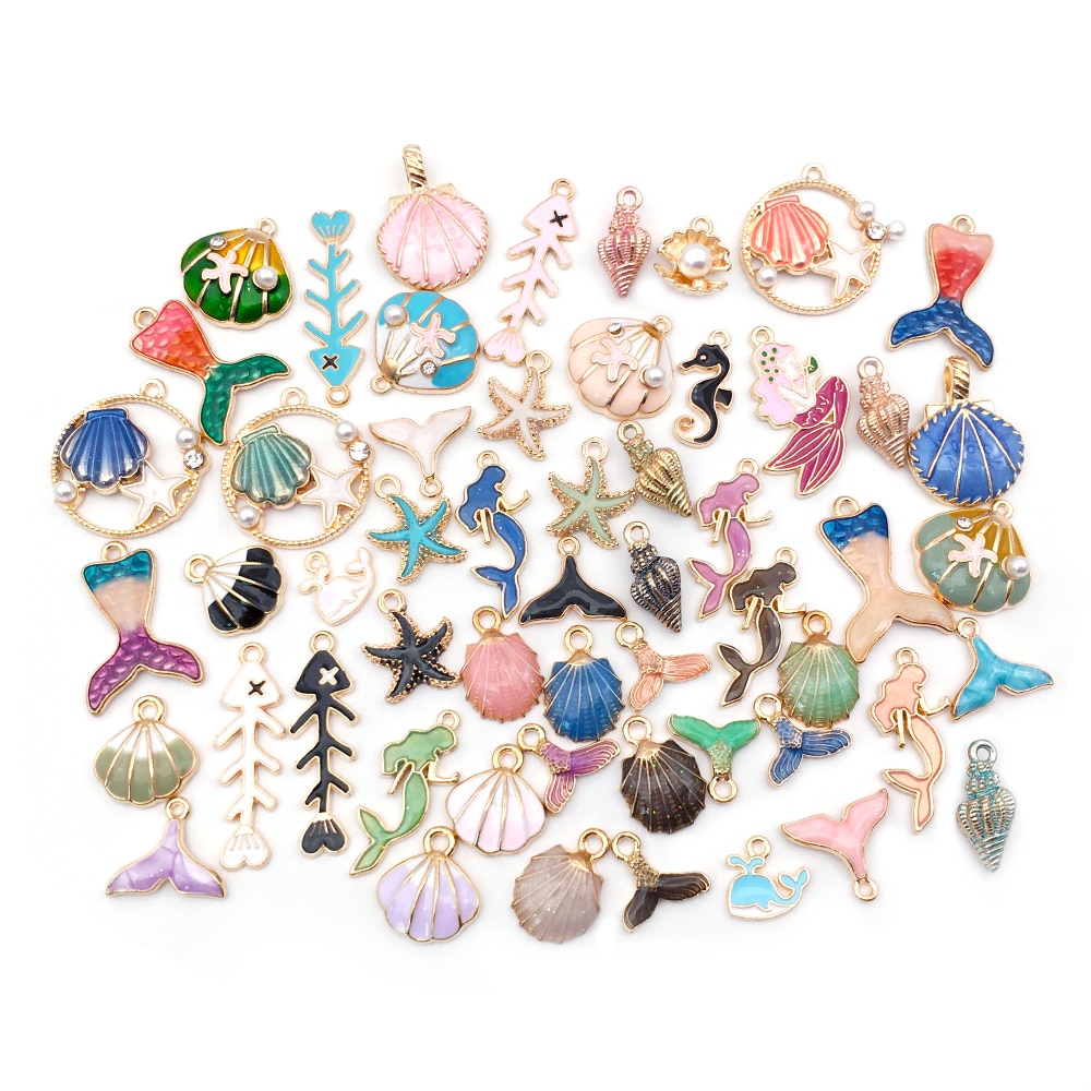 55pcs Enamel Ocean Beach Charms for Bracelet Necklace Earrings Jewelry Making