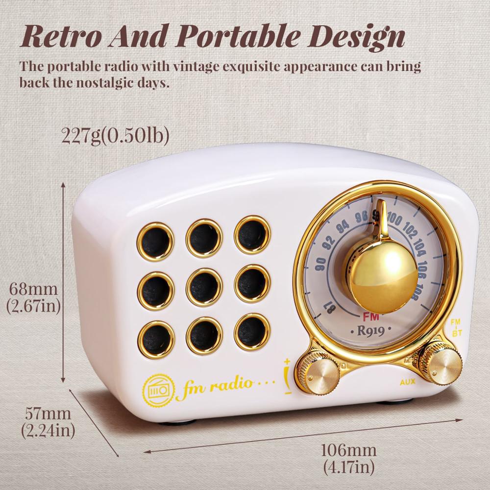 PRUNUS Portable rétro Radio AM FM USB radio récepteur bluetooth haut-parleur AUX TF MP3 téléphone lecteur de musique Radio Rechargeable