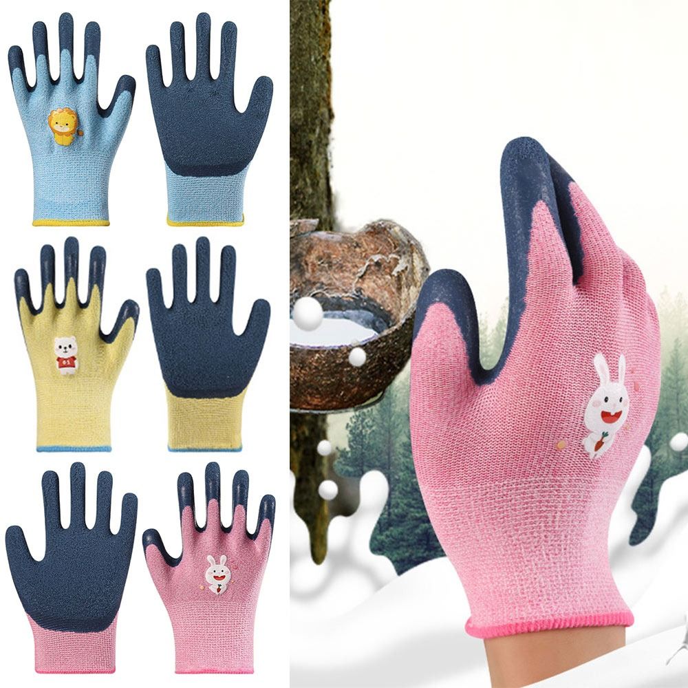 Guantes de trabajo multiusos duraderos para niños, manoplas protectoras de animales de dibujos animados con 13 agujas, guantes de seguridad antideslizantes para jardinería, deshierbe