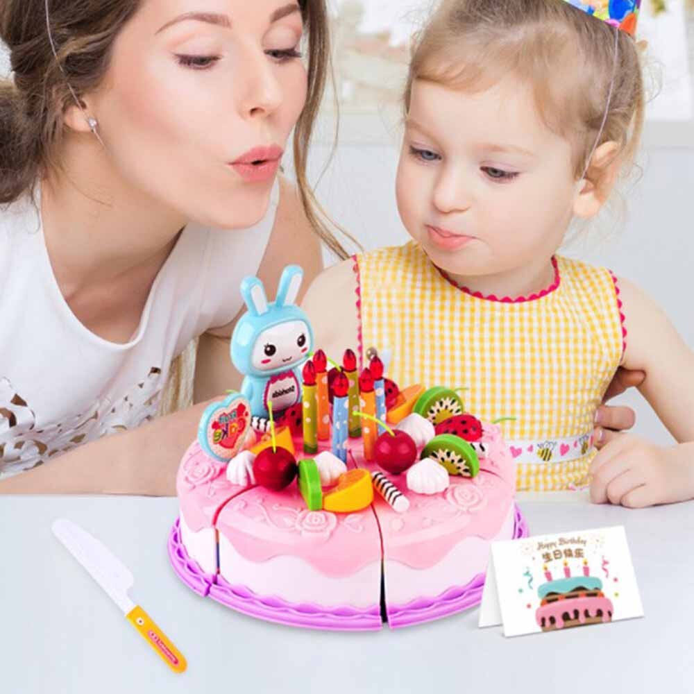 37Pcs Jongens Meisjes Keuken Speelgoed Taart Voedsel Set Verjaardagstaart Pretend Play Cut Craft Verjaardag Plastic Educatief Voor kids